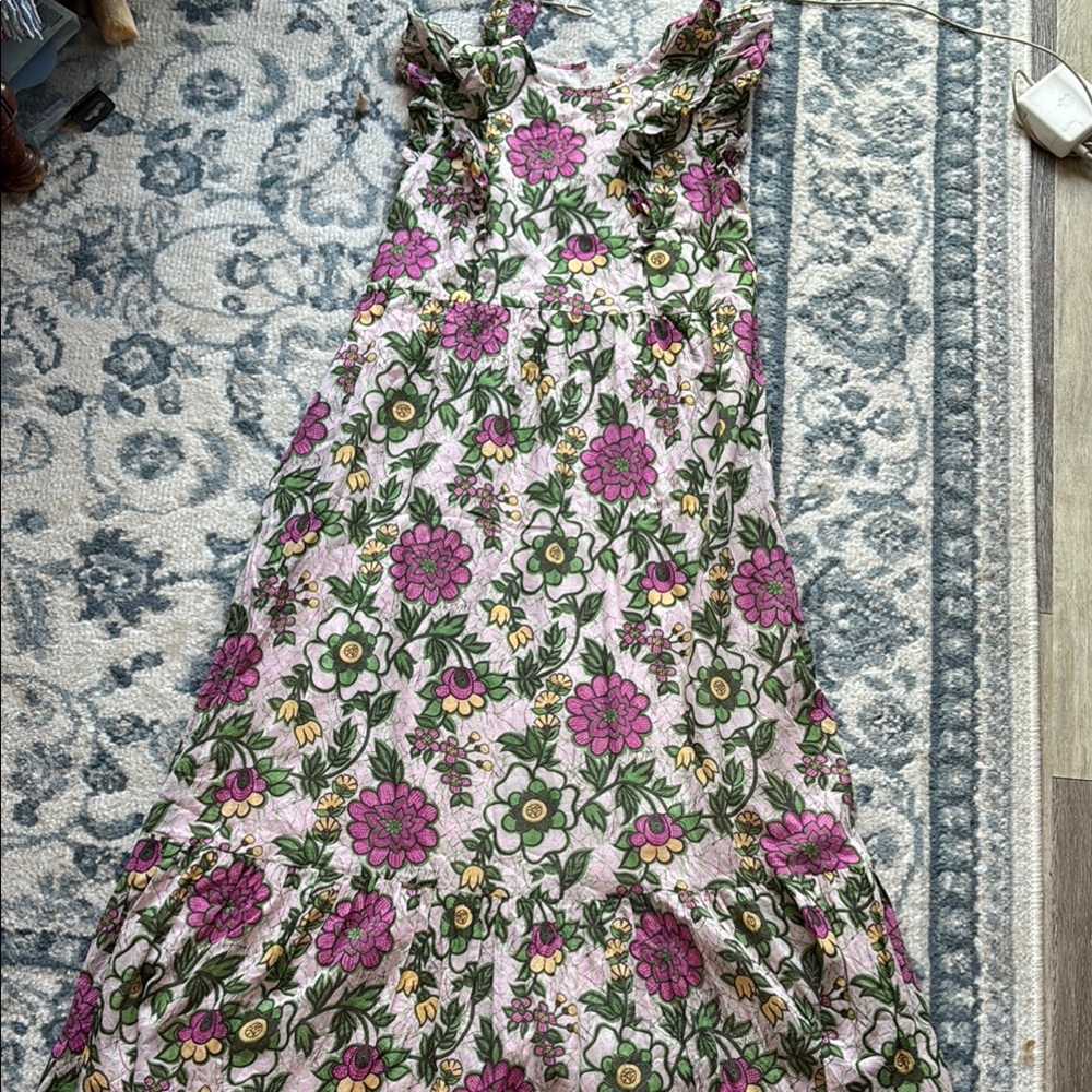 Banjanan Pink and Green Floral Maxi Dress